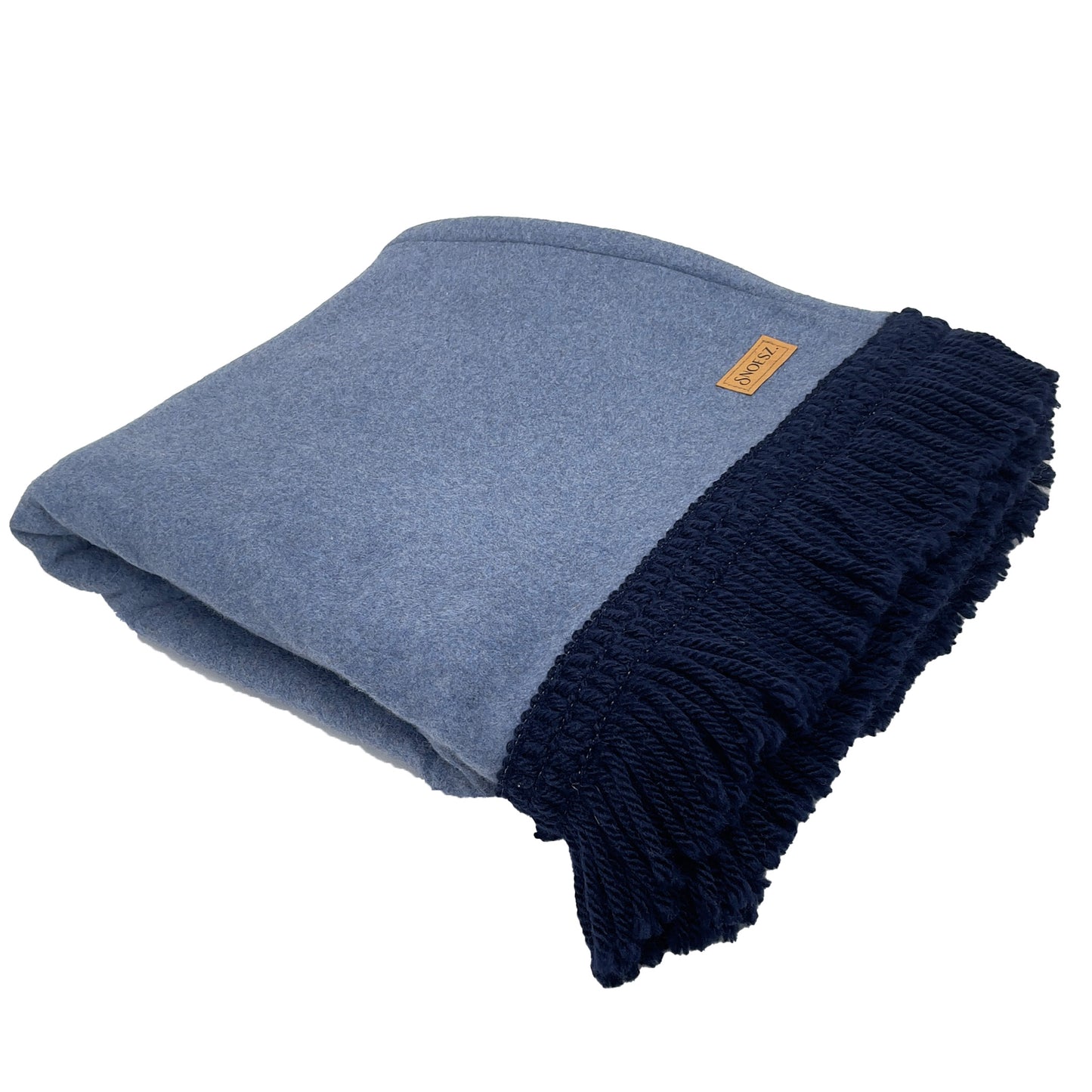 Woondeken Jeansblauw met franjes