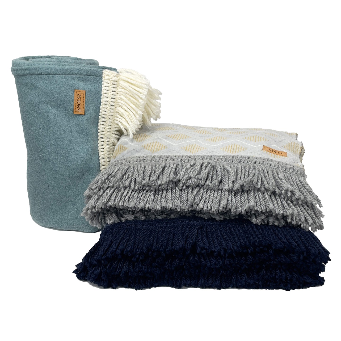 Woondeken Jeansblauw met franjes