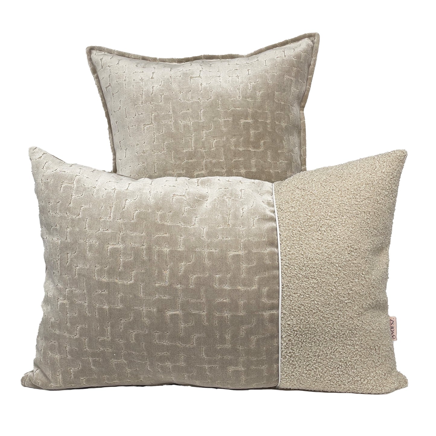 Velvet zand/ bouclé beige